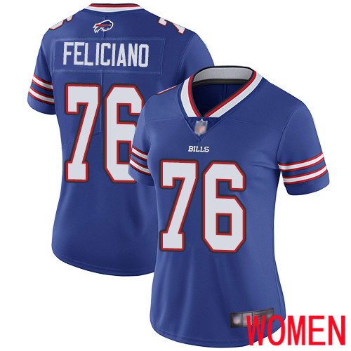 Women Buffalo Bills #76 Jon Feliciano Royal Blue Team Color Vapor Untouchable Limited Player NFL Jersey